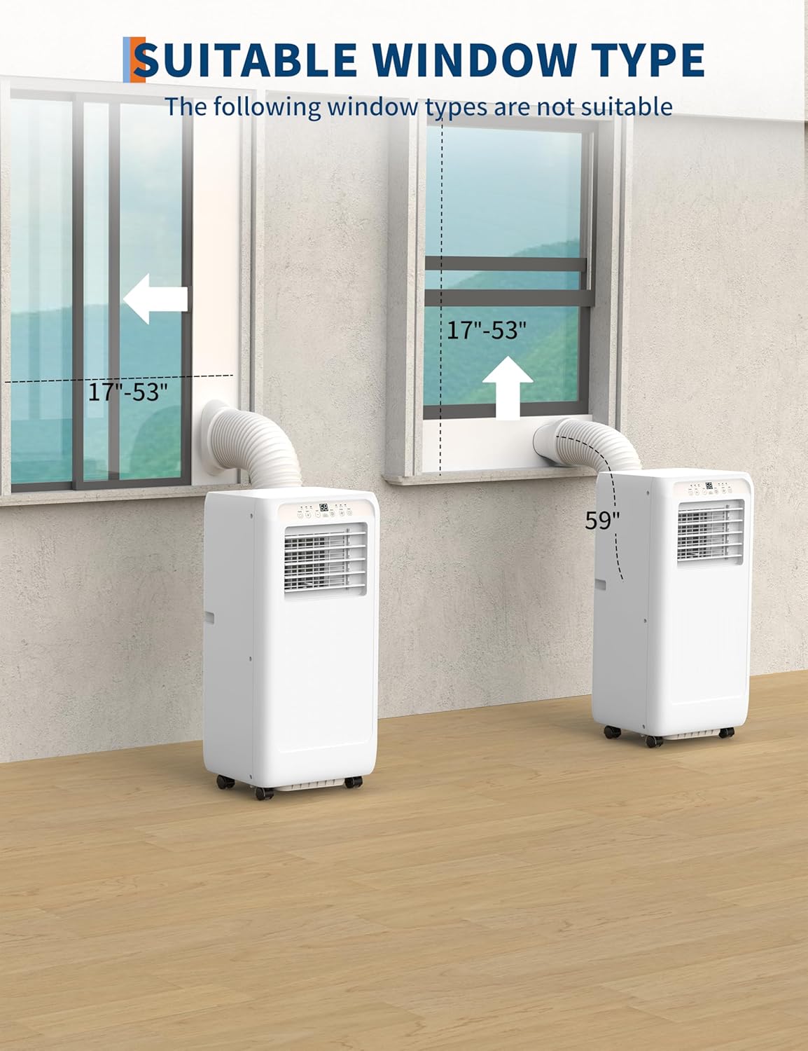 8000 BTUs (ASHRAE) / 5000 BTUs (SACC) Portable Air Conditioner – Quiet Room AC with Cooling, 2-Speed Fan, 39 Pints/Day Dehumidification, Remote Control, Timer, for Rooms Up to 350 Sq.Ft.