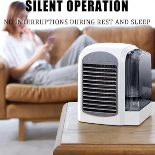 2025 Upgraded Portable Air Conditioner - 4-in-1 AC with Ice Mist Technology, 3 Speeds, 380ml Tank, Ultra-Quiet for Home, Office, Travel - Compact & Efficient (Grey)