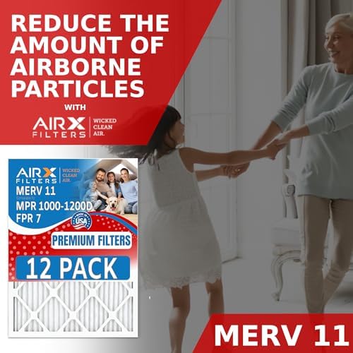 14x20x1 Air Filter MERV 11 Rating, 12 Pack of Furnace Filters Comparable to MPR 1000, MPR 1200 & FPR 7 - Made in USA by AIRX FILTERS WICKED CLEAN AIR.