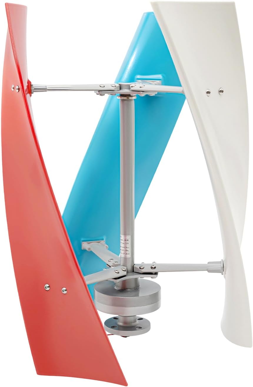 400W 12V Wind Turbine Generator Kit, 3-Blades Helix Wind Turbine Generator, Automatic Speed Regulation Vertical Axis Power Generator with Controller