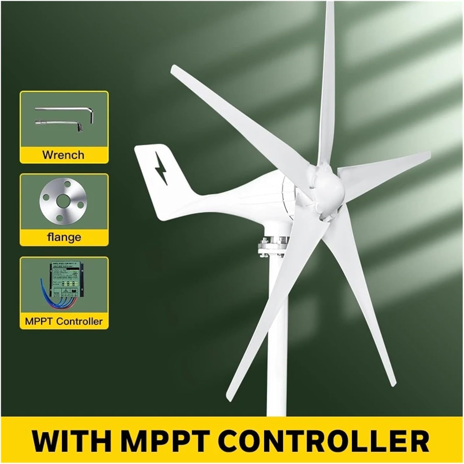 3000W Wind Turbine Generator Kit, Horizontal Wind Turbine Generator 12V 24V 48V Powerful Dynamo with MPPT Off Grid System Homeuse Windmill Industrial Energy(with MPPT Controller,24V)