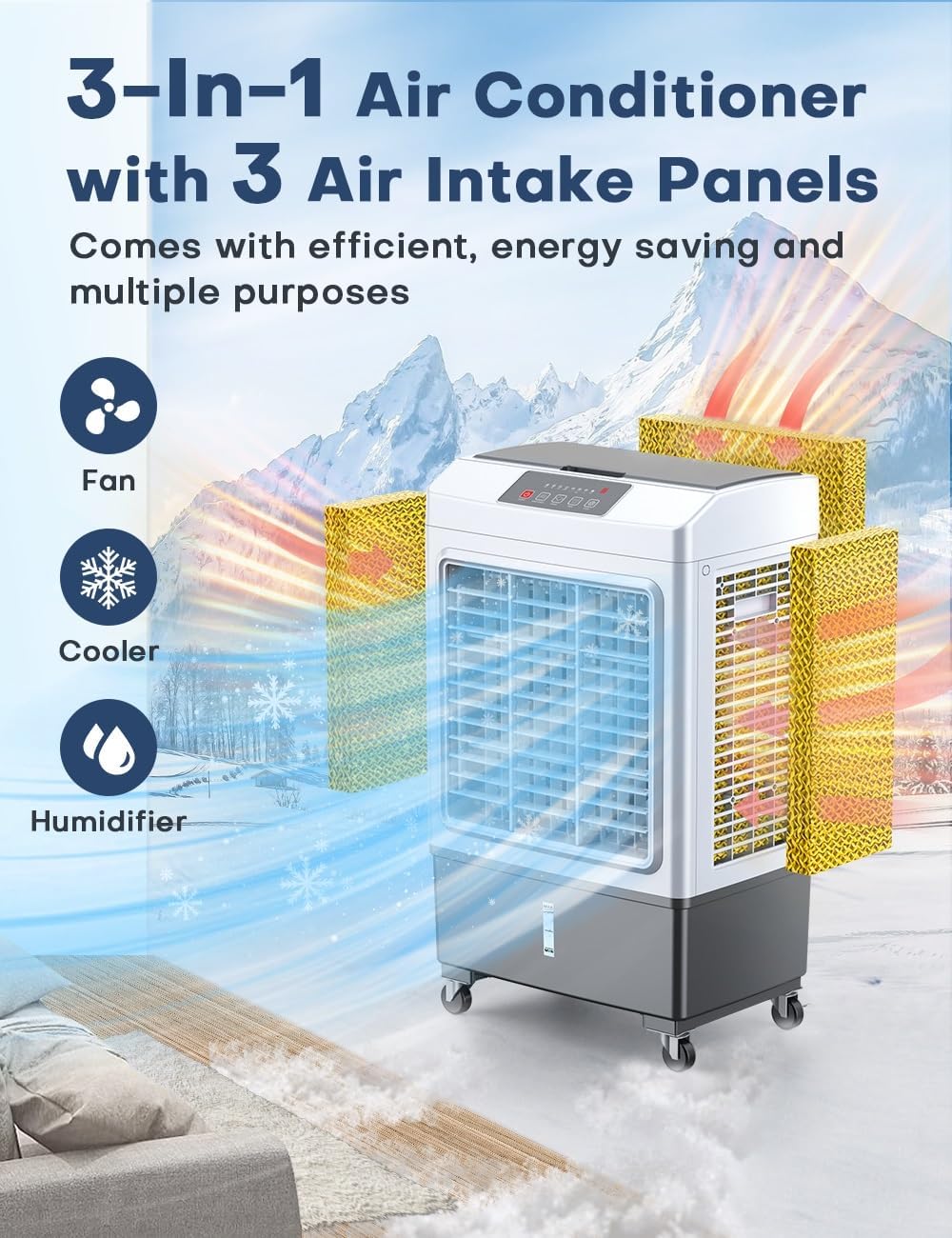 BALKO Evaporative Air Cooler, 2100CFM Windowless Air Conditioner Cooling up to 700 Sq.ft, Swamp Cooler Air Conditioner w/2 Modes & 3 Speeds, 7H Timer & Remote, Portable for Room Garage Patio