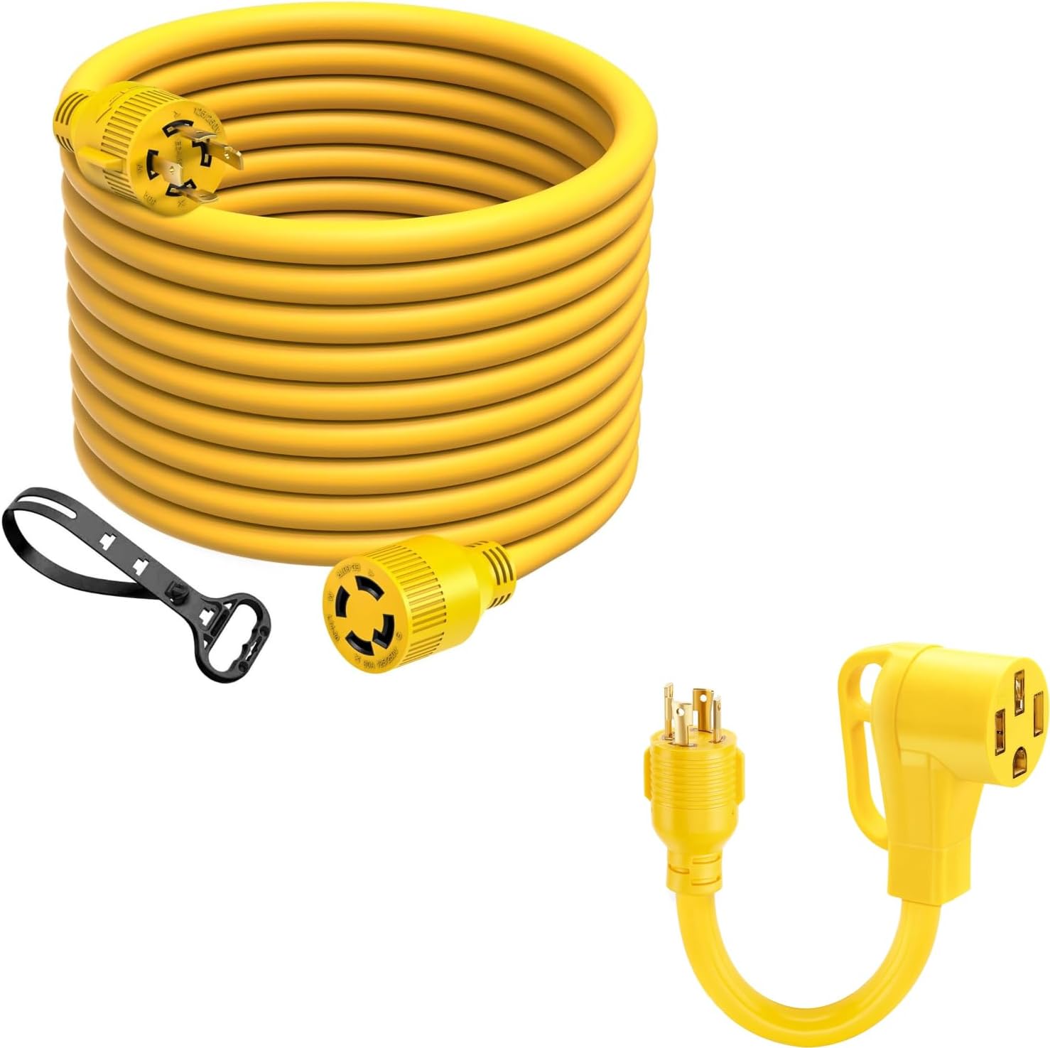 Kohree Generator Cord 30 amp 4 Prong 20FT + Prong 30 Amp Male to 50 Amp Female Generator to RV Camper Adapter Cord