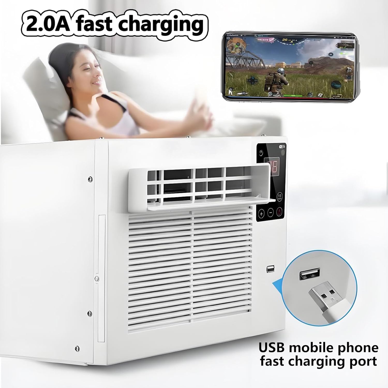 Dehumidifier Air Conditioner Combo for Room up to 5-8m² Air Conditioning Unit Mosquito Net Portable Quiet Mini Mobile Air Cooler Fan for Bedroom Kitchen Rental Home Dormitory Pet