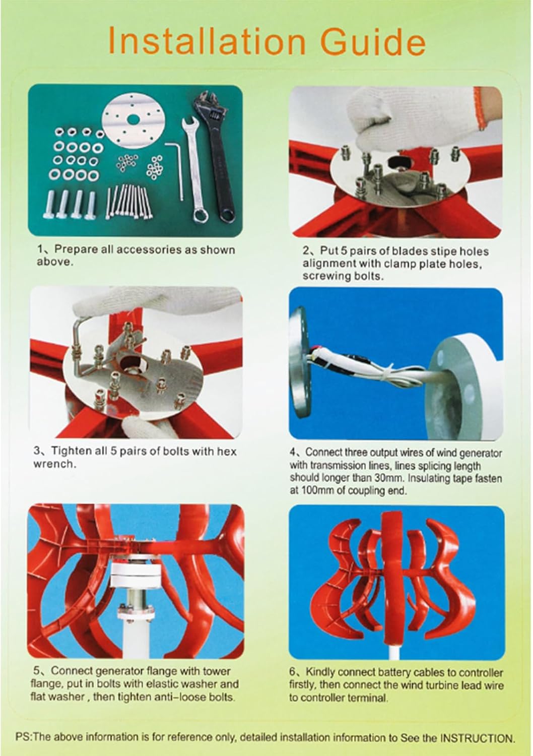 5000W Black Lantern Wind Turbine Generator, 5-Blade Low Start Up Speed Vertical Wind Turbine Generator 12V 24V 48V for Home Hybrids Streetlight (Black)