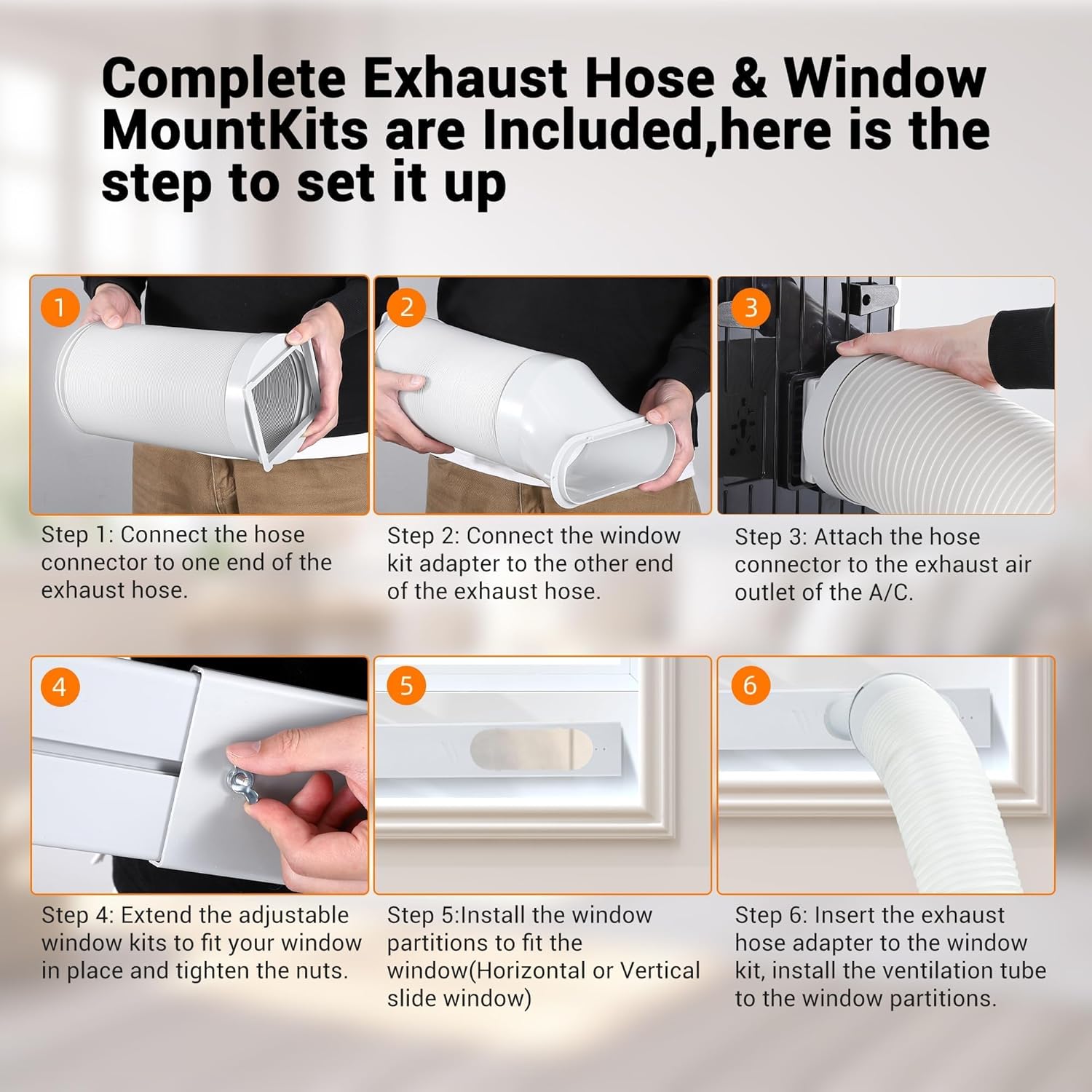 8000 BTU Portable Air Conditioner for Rooms Up to 350 Sq.Ft - 3-In-1 Cooling/Dehumidifier/Fan with Remote, Window Kit & Wheels, UltraQuiet Operation for Bedroom/Office/Living Room