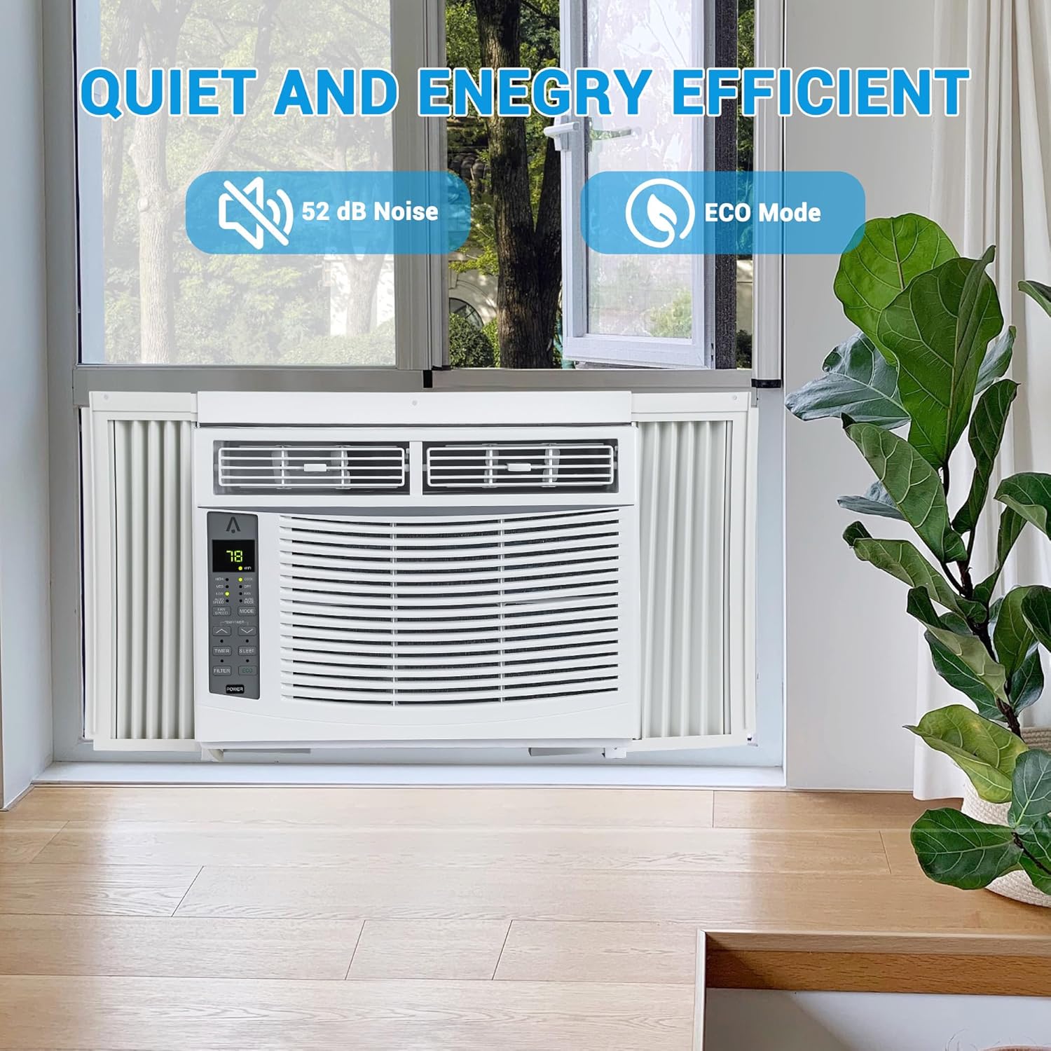 6000 BTU Window Air Conditioner with Remote & Smart App Control - Cools 250 Sq.Ft, Energy Efficient (11.5 CEER), 3 Fan Speeds, Easy Install Kit for Bedroom, Home, Office