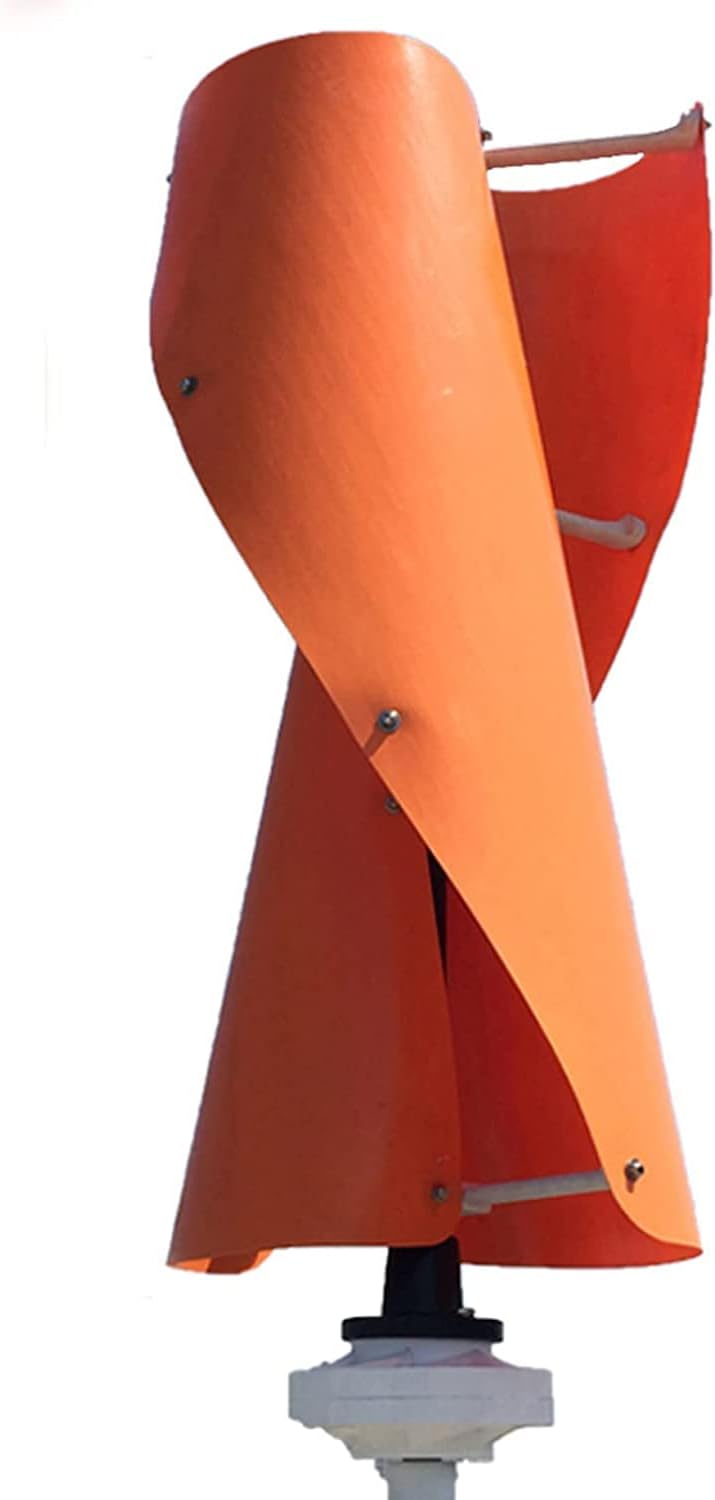 LiuSj JUnSt Vertical Wind Turbine Generator,5000W Spiral 2 Blades Wind Turbine Generator with MPPT Charger Controller for Home Use (Orange)