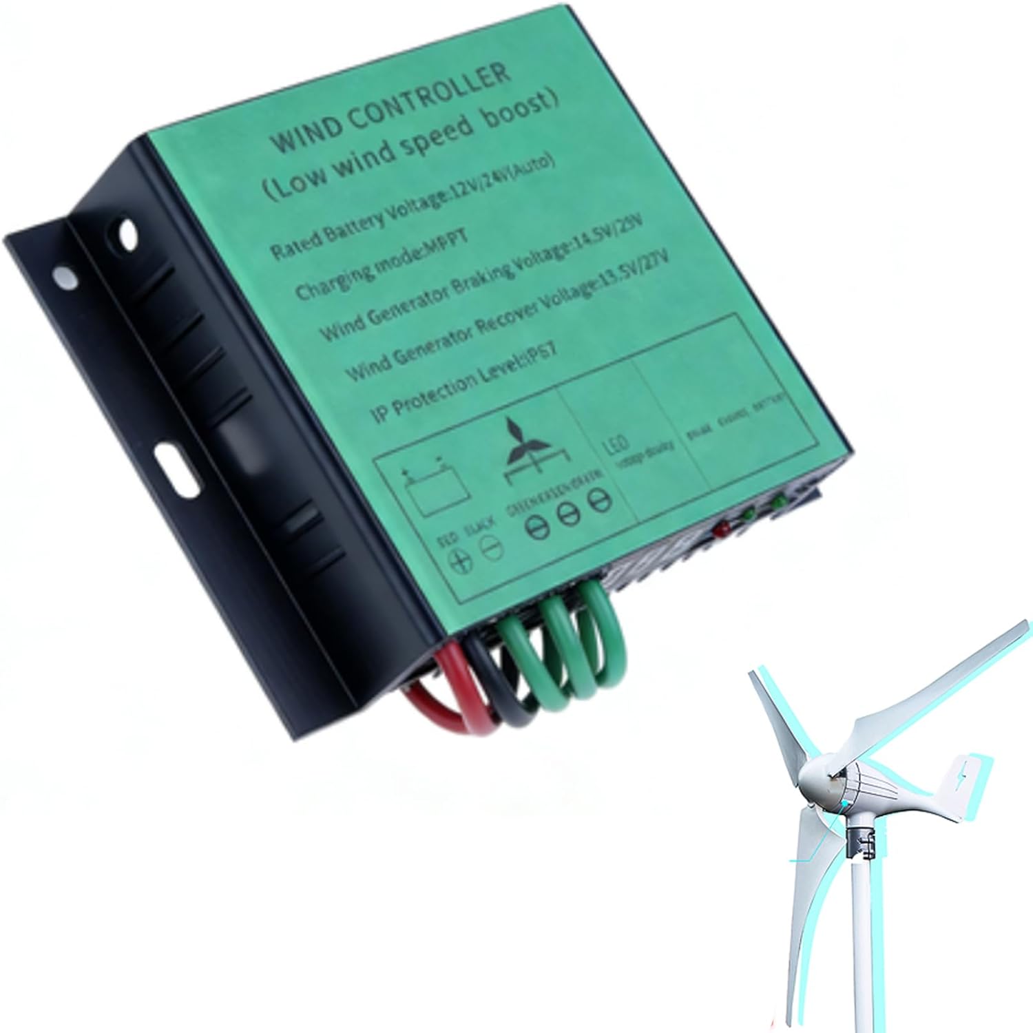 1000W-5000W MPPT Wind Charge Controller 12V/24V AUTO 48V Dual Power Supply with LED Voltage Display with IP67 Waterproof Smart Regulator