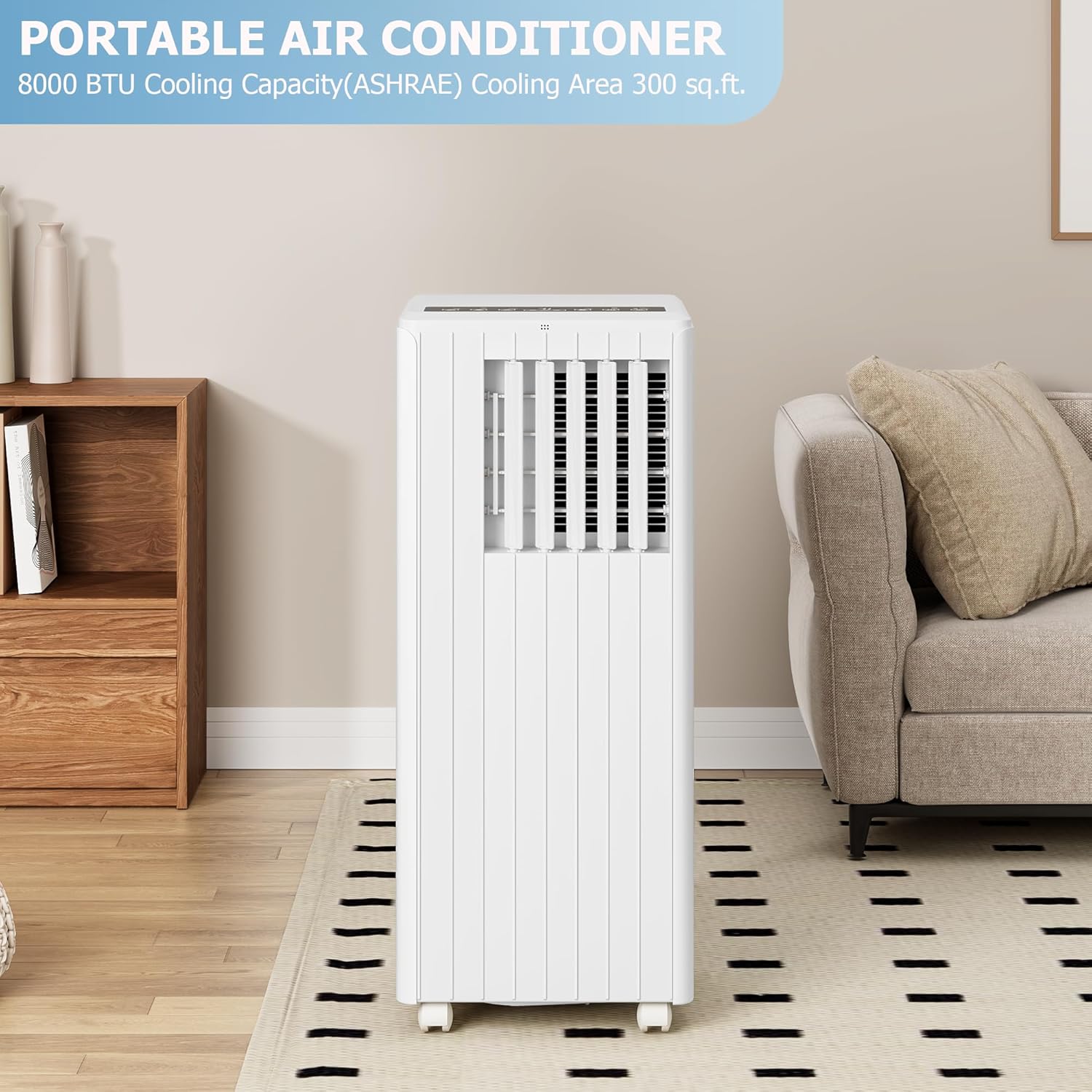 Garvee 8000 BTU Portable Air Conditioners, Portable AC With Remote for Room to 300 sq.ft 3 in 1 Air Conditioner With Dehumidifying/Fan/Timer And Window Kit