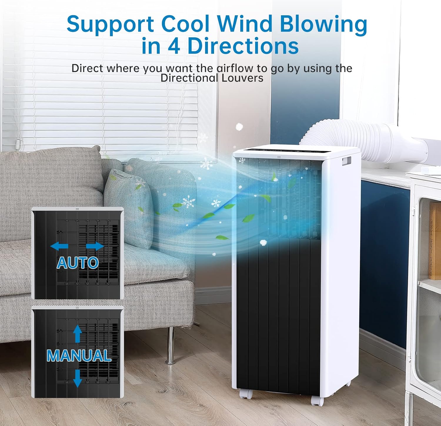 Smart Portable Air Conditioner, 8000 BTU Portable Air Conditioners Room Up to 350 Sq. Ft, 3-In-1 Air Conditioner With Remote Control, 24 Hour Timer, Installation Kit