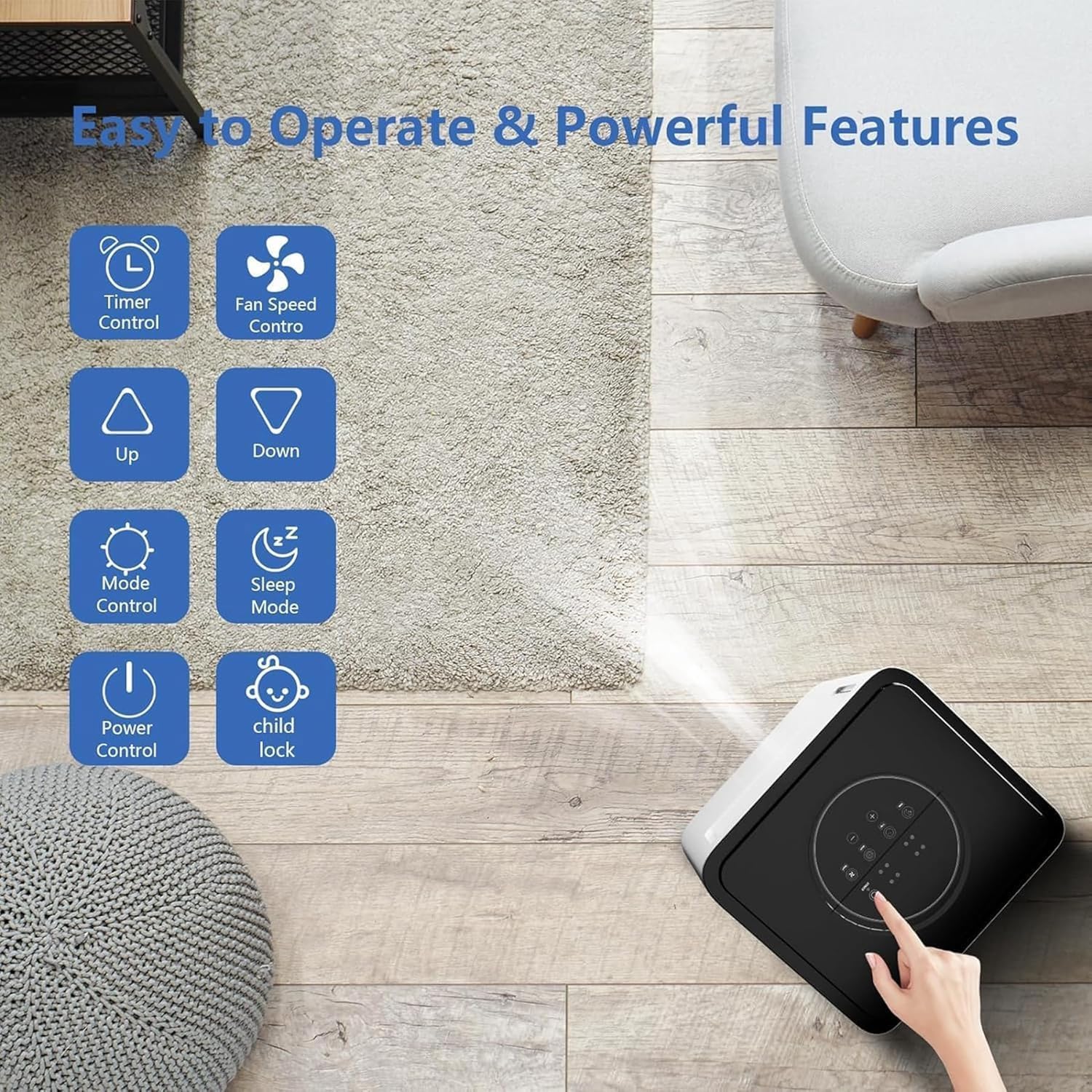 8,000 BTU Portable Air Conditioner - 3 in 1 Cooling, Dehumidification and Fan, Cools up to 350 square feet, includes remote control and window kit, perfect for bedroom, kitchen, office