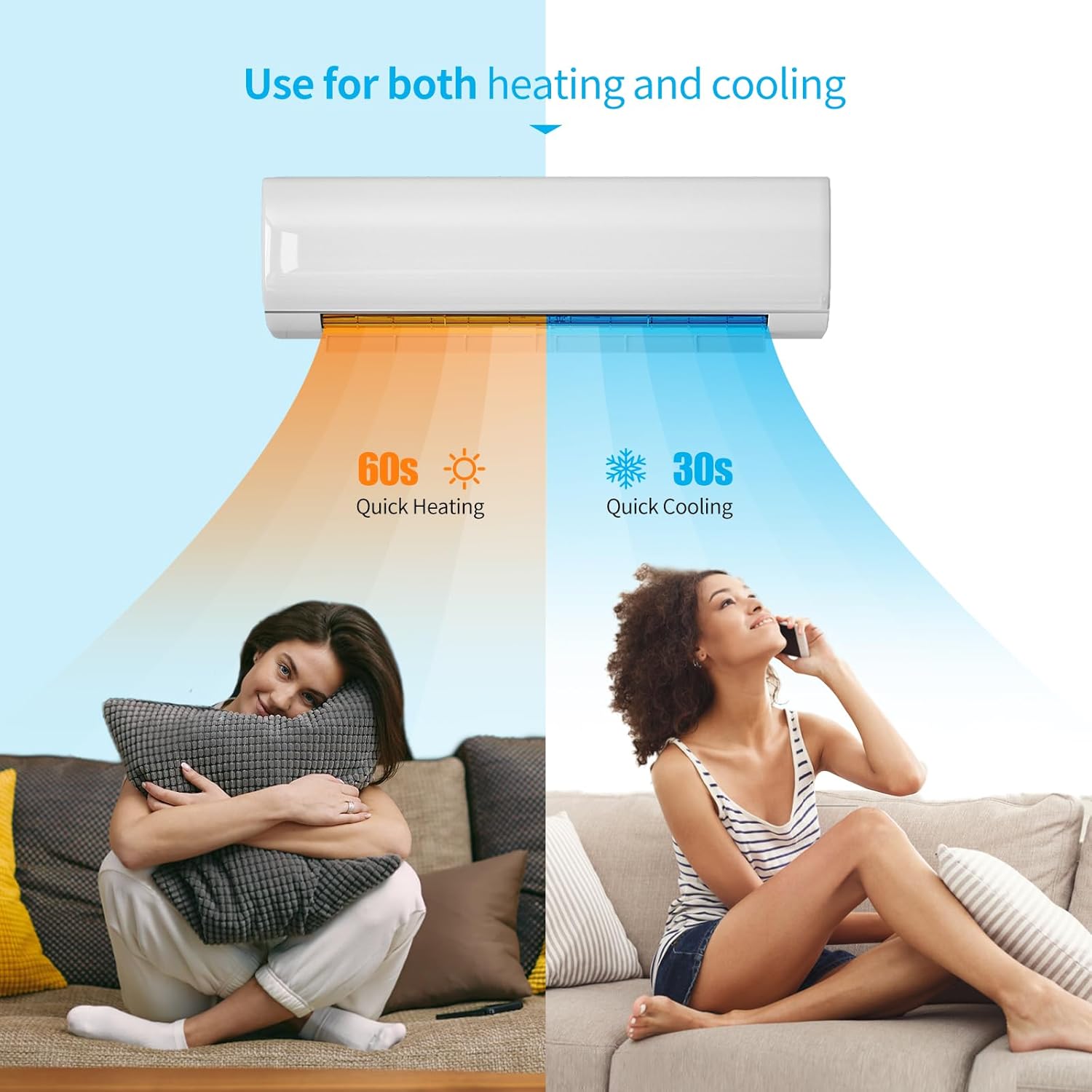 TABU 12000BTU Mini Split Air Conditioner with Heater, 110-120V 19 SEER2 Wall-Mounted Ductless AC& Heat Pump, Energy Saving, Inverter, WIFI Enabled,Cools Rooms up to 750 Sq.Ft