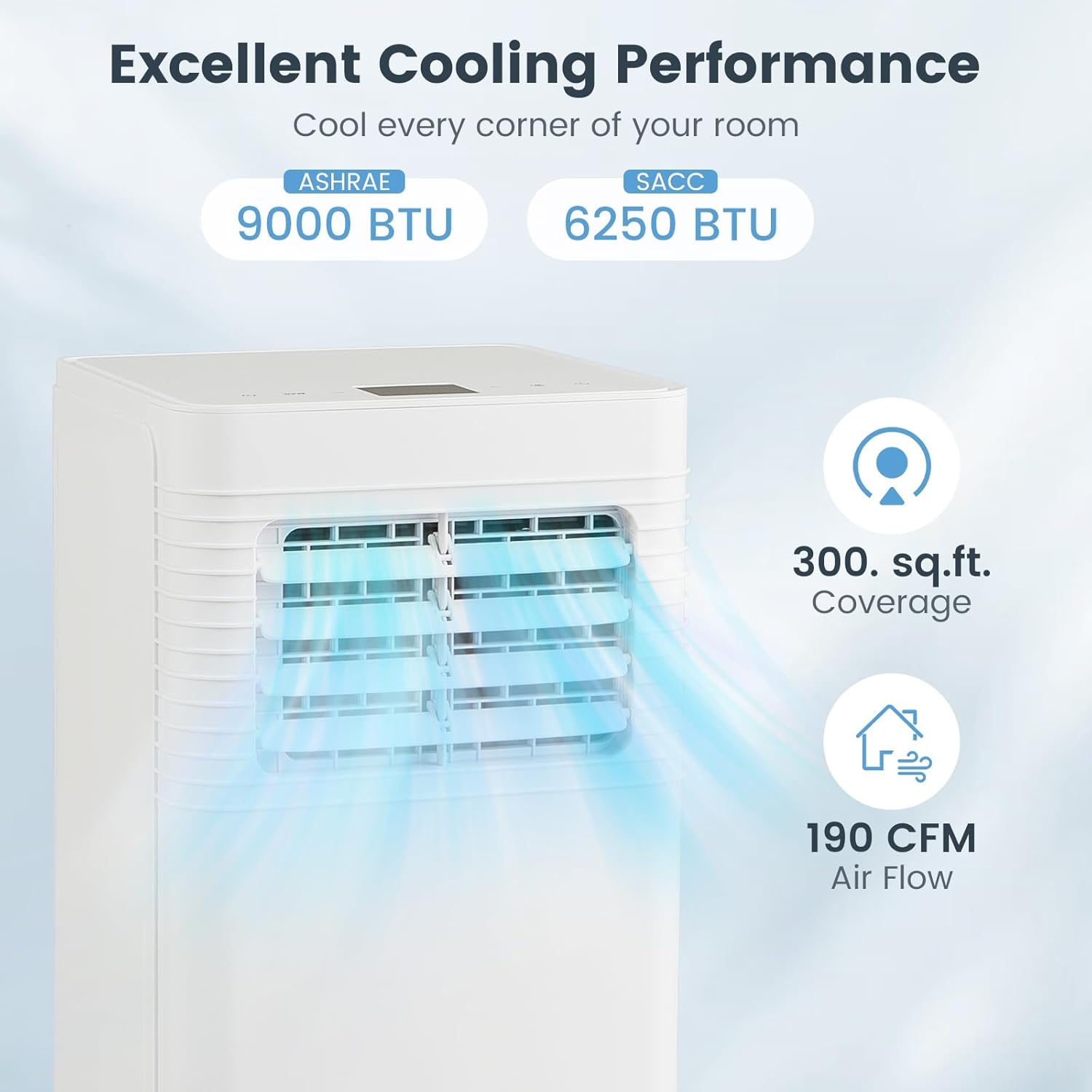 ARLIME 9000 BTU Portable Air Conditioner, 3-in-1 AC Unit w/Dehumidifier & Fan, Sleep Mode & 24H Timer, Air Cooler w/Remote, Detachable Filter & Window Kit, Cools Up to 300 Sq.Ft, White (9000 BTU)