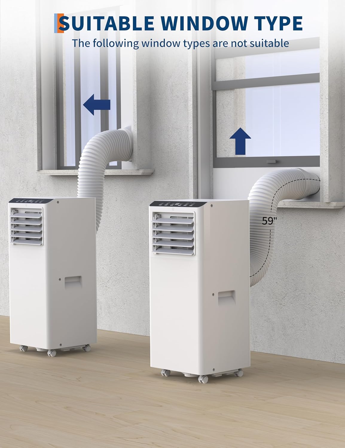 80000 BTUs (ASHRAE) / 4900 BTUs (SACC) Portable Air Conditioner – Ultra-Quiet Room AC with Cooling, 45 Pints/Day Dehumidification, 2-Speed Fan, Remote Control, Timer, for Rooms Up to 350 Sq.Ft.