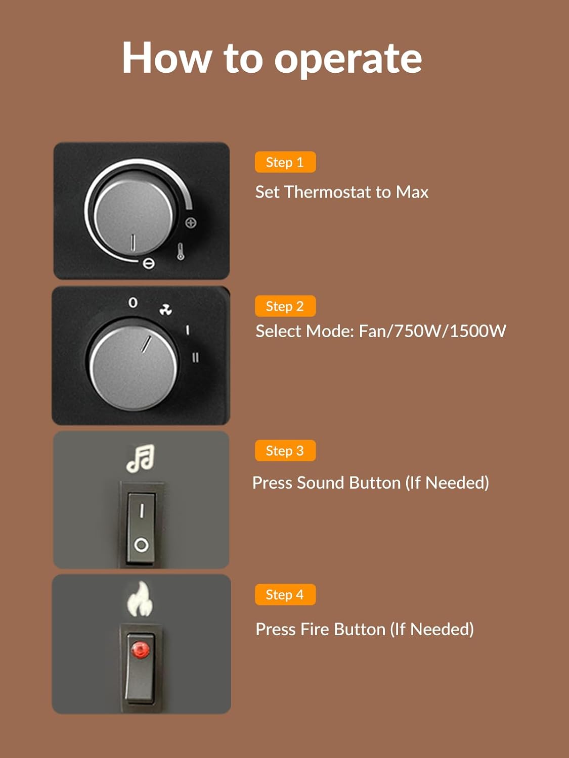 Shinic Electric Fireplace Heaters for Indoor Use,1500W Space Heater with Crackling Sound & 3D Realistic Flame, Safety Protection, Mini Portable Fireplace Heater for Home Christmas Decoration, Walnut