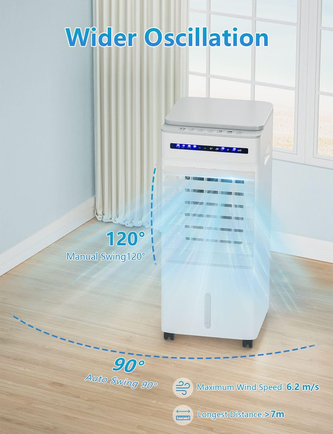 ARLIME Evaporative Air Cooler, 3-in-1 Portable AC with Fan & Humidifier w/Remote, 7H Timer, 3 Wind Speeds, 3 Modes, Room Air Conditioner, Quiet Swamp Cooler Fan for Room Home Office