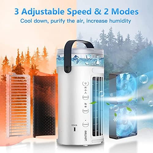 Portable Air Conditioner Cooler, Usb Fan 3 In 1, Seven-color Led Light 3-speed Adjustment, Bedroom Office Use, Mini Dehumidifier Purifier