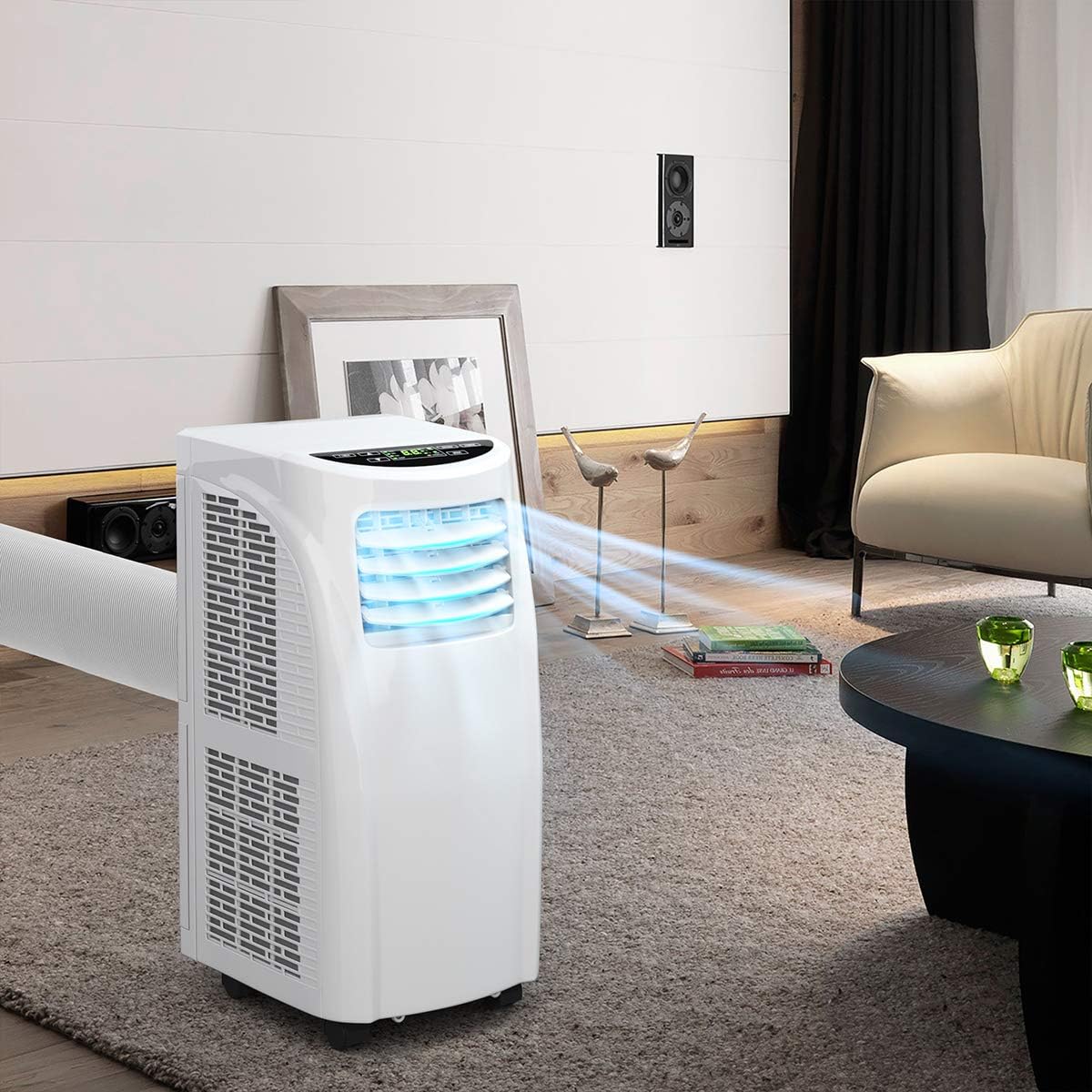 Portable Air Conditioner, Mini Air Conditioner with LCD Display, Mini Air Conditioner with Remote Control, Portable Air Conditioner for Home Office Use - White
