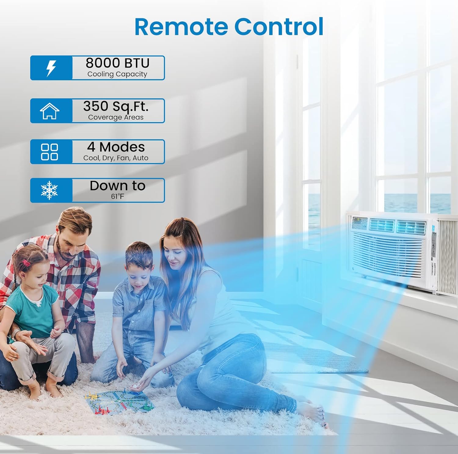 Acekool 8000 BTU Smart Window Air Conditioner, Window AC Unit with Remote/App Control and Dehumidification Function, Energy Savings, Quiet Operation, Cools 350 Sq.ft, 110-115V