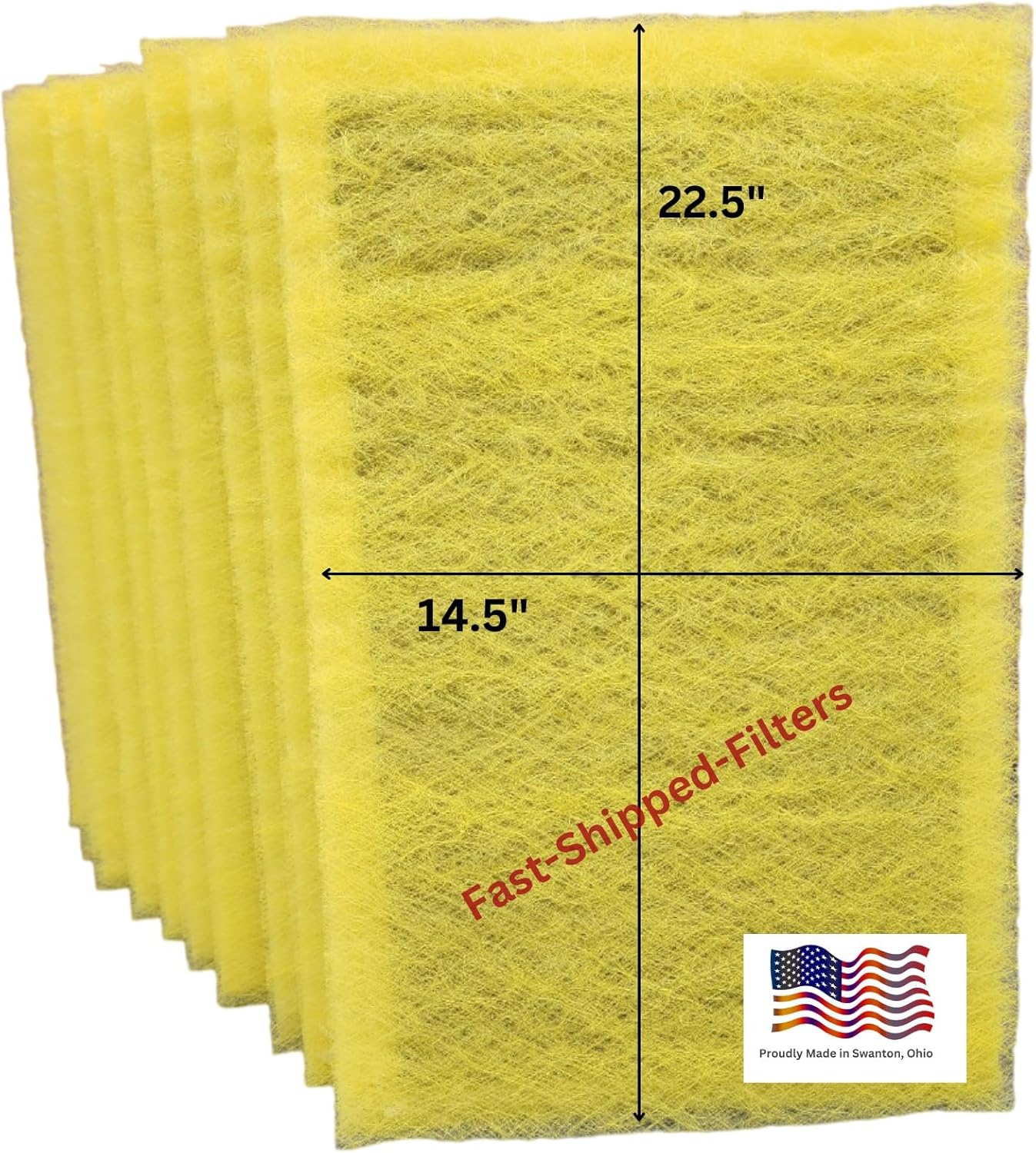 Fast-Shipped-Filters 10 Pack 16x25 Replacement Filter Pads Designed to Fit with MicroPower Guard One Hour Air Cleaner 16x25 Refill Yellow