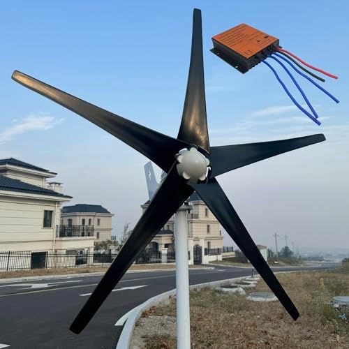 800W Wind Turbine Generator Kit - 12V/24V/48V, MPPT Controller, 5 Black Blades, Perfect for Home Roofs, Streets, and Outdoor Use - Efficient Renewable Energy Solution