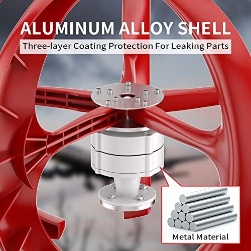 48V 12000W Low Noise Vertical Wind Turbine Kit, 5-Blade Wind Power Generator for Home & Camping, Efficient Low Wind Speed Start with Controller