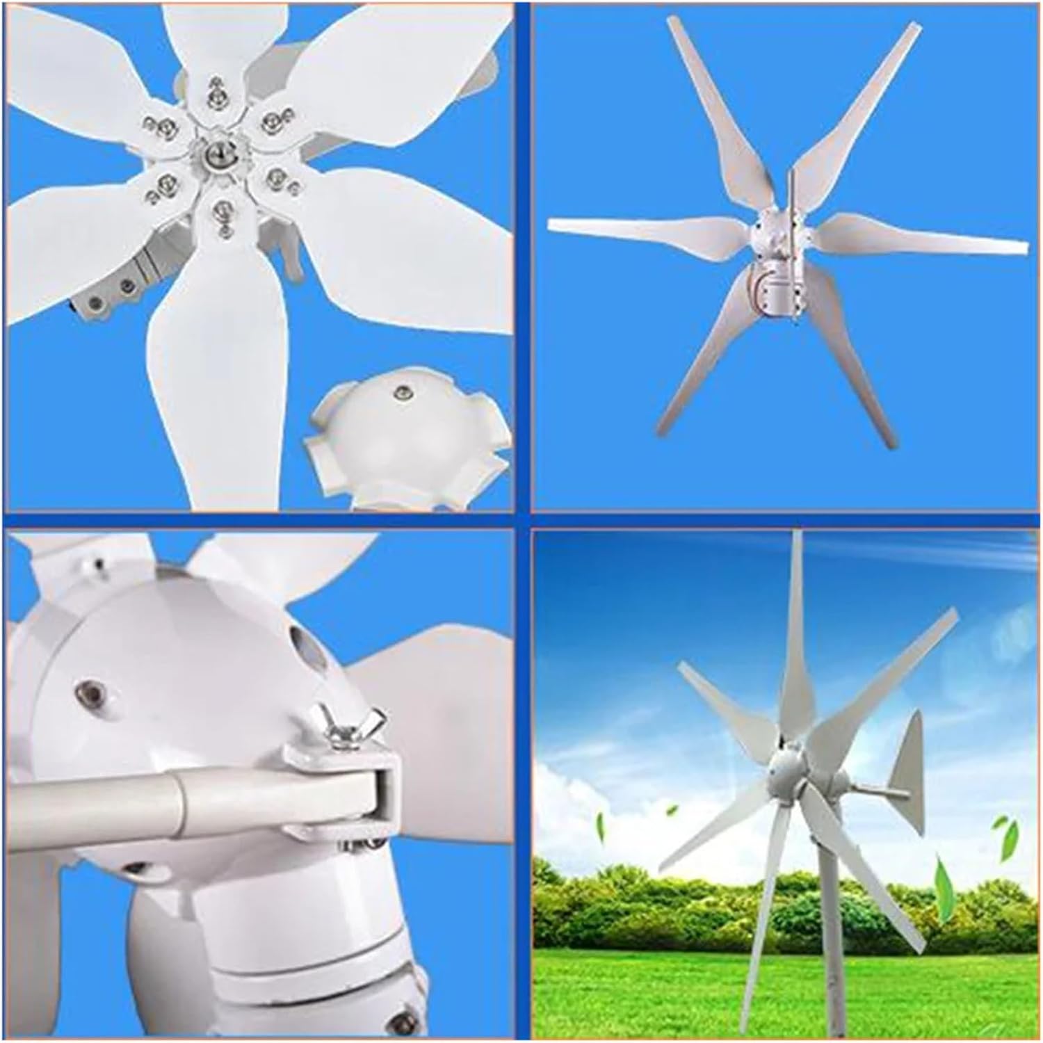 Wind Turbines, 500W Wind Turbine 12V 24V AC/DC Reinforced Blade Over Speed Protection Low Wind Speed Starting Wind Turbines(12V AC)