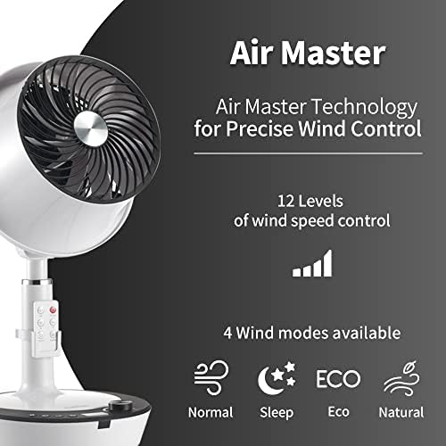 Soleus Air DC Motor Circulator Fan, 12 Speed Cooling Floor Fan, Adhustable Height, Oscillating, Outdoor Indoor Camping Travel