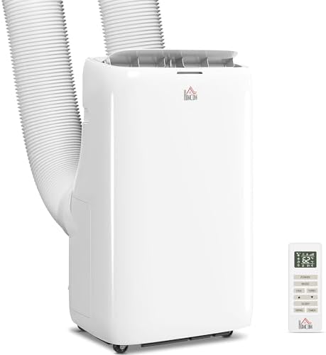 HOMCOM Dual Hose Portable Air Conditioner High Efficiency Inverter, 3-in-1 14000 BTU AC Unit with Cool, Dehumidifier, Fan, for Room up to 700 Sq. ft, Includes Remote & Window Kit