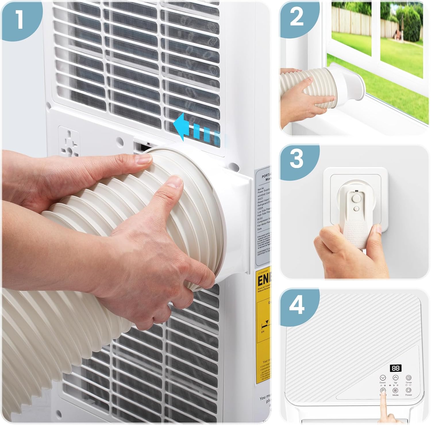 COWSAR 8,000 BTU Portable Air Conditioners with Remote, Portable AC Unit Cools Up to 350 Sq.ft, 4 Modes with Fast Cooling, Sleep Mode, 24H Timer for Bedroom, Room, Apartments, White