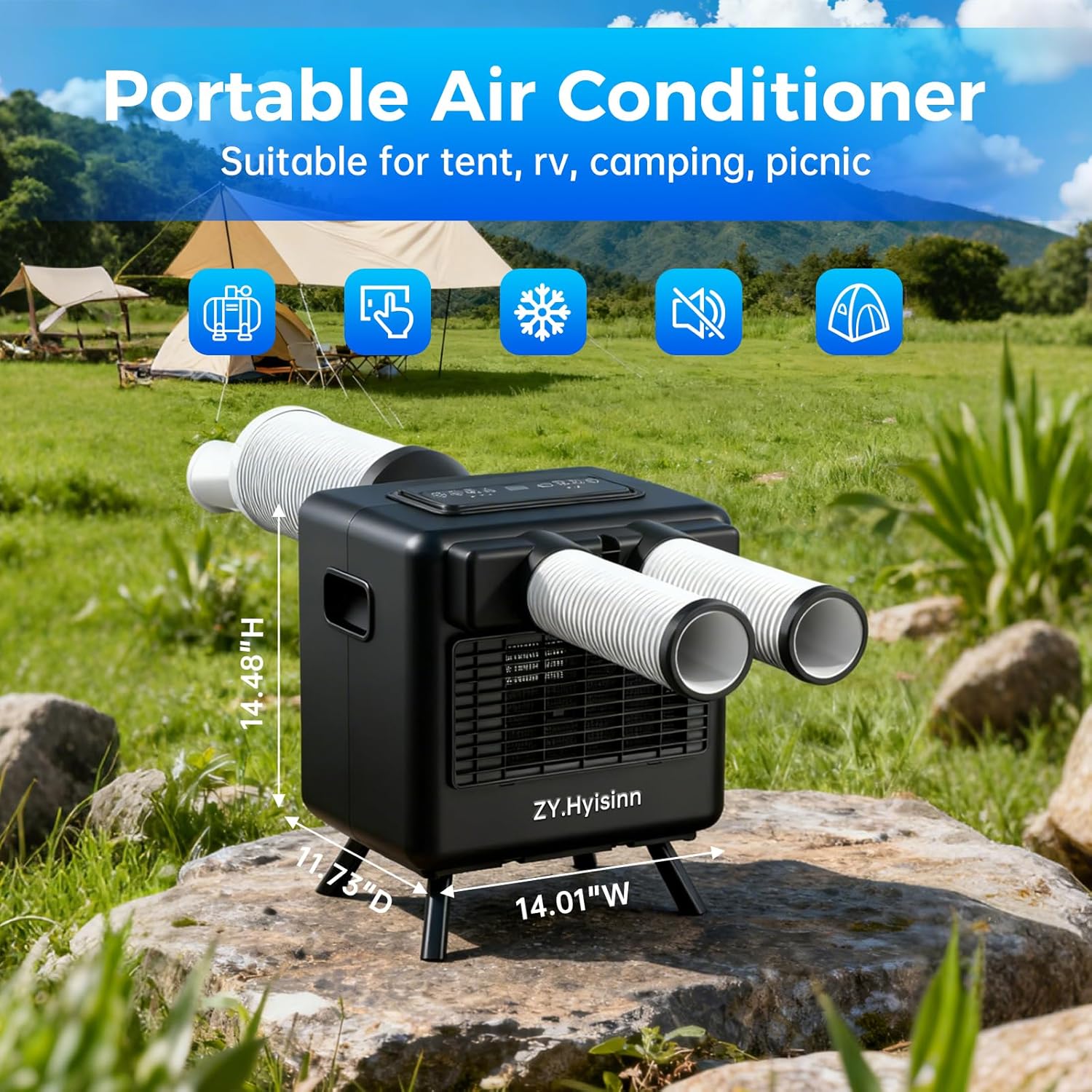 Portable Air Conditioner, 3300BTU Compact Air Cooler,Tent Air Conditioner for Van Life, Camping Tent, Outdoor, Office