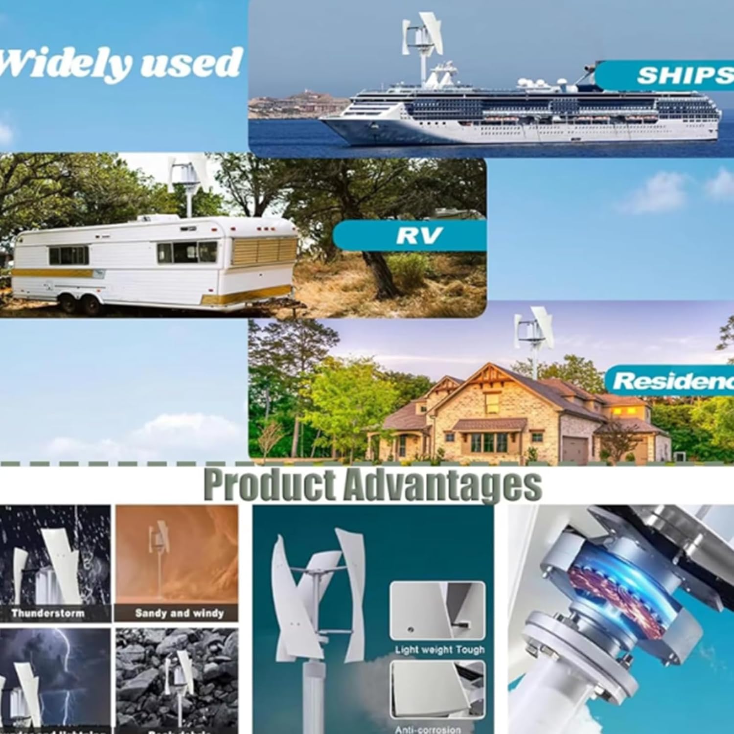 5000W Vertical Axis Wind Turbine Generator, 12V 24V 48V 220V Home Blades Generator Windmill Kit with Controller for Home, Business, Industrial Energy Supply