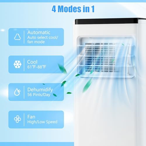 DORTALA 10000 BTU Portable Air Conditioner, 3-in-1 Portable AC Unit with Fan & Dehumidifier, Auto/Sleep Mode, 24H Timer, Remote Control & Window Installation Kit, Cools up to 350 Sq.Ft