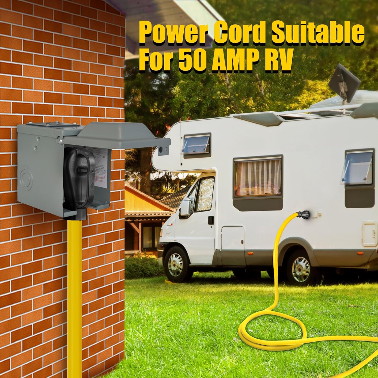 50 Amp Generator Cord with Pre-Drilled Power Inlet Box, Real Heavy Duty STW 6/3+8/1 AWG,125V/250V NEMA 14-50P to SS2-50R Generator Extension Cord with 50A Inlet Box,UL&ETL Listed (25FT)