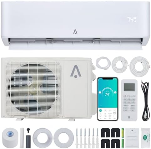 24,000 BTU Split-System Air Conditioner Inverter, Split AC/Heating System 23 SEER, Cools Room Up to 1500 Sq. Ft, Wall Mount Ductless Mini Split A/C Heat Pump Full Set with 16ft Installation Kit