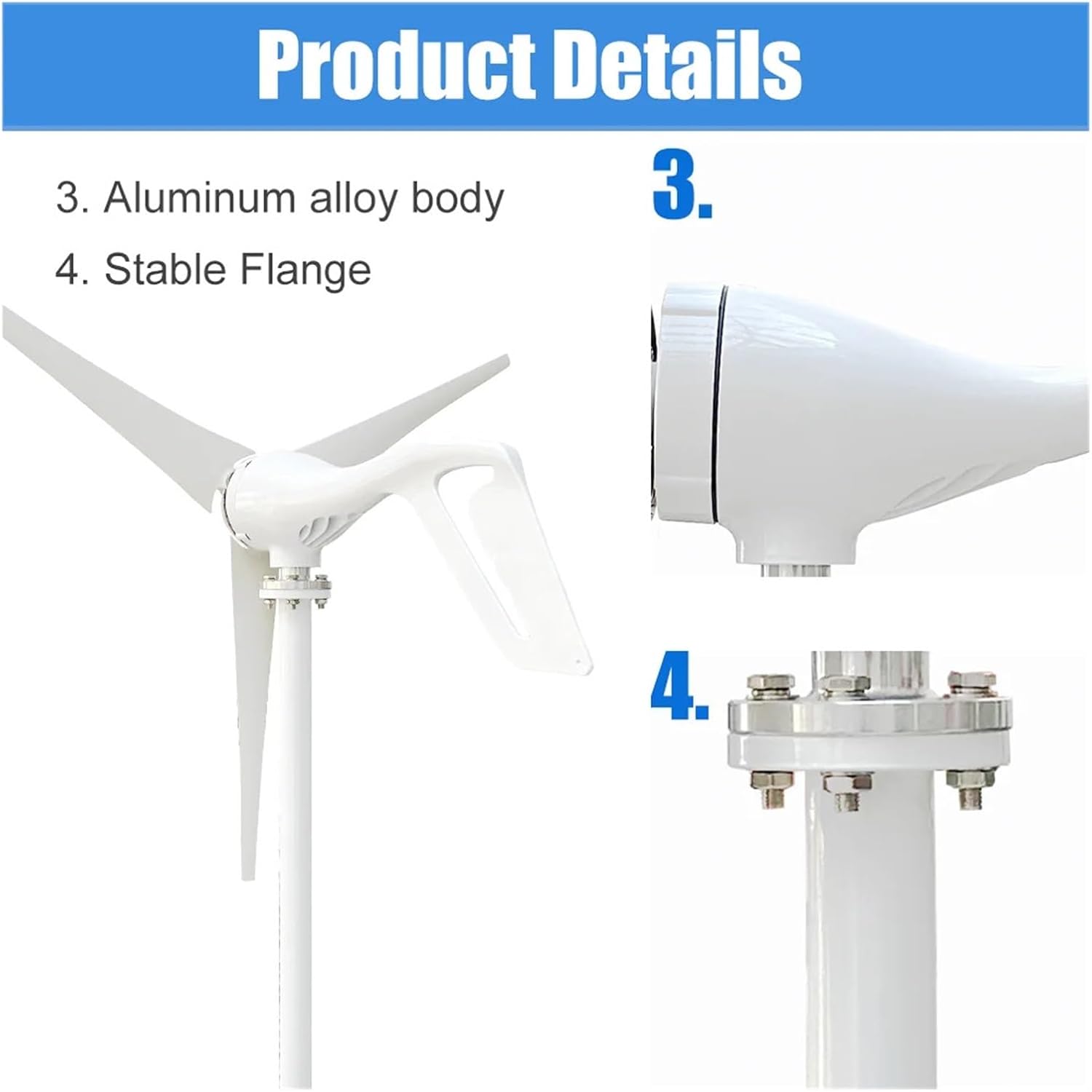 1000w Horizontal Wind Turbine High Efficiency Windmill 12v 24v Wind Energy Generators Electric Generator Home Appliance Camping Industrial Energy(5 Blades,12V_Wind Turbine ONLY)