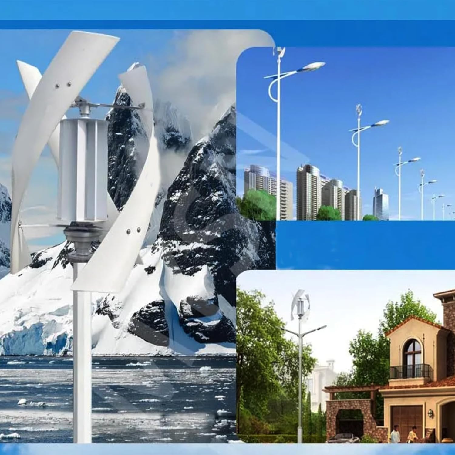 Vertical Wind Turbine Generator Kit, High Efficiency Wind Turbine Off Grid System12000w 12V with 3Blade, Wind Power Generator Suit (with Controller)