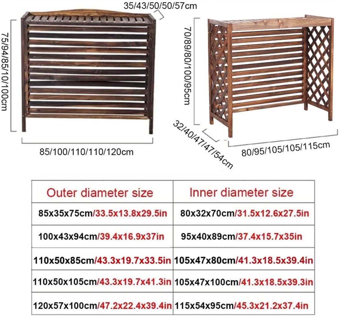 Cover for Outdoor 85x35x70cm Wooden Air Conditioner Fence Screen, Air Conditioning Covers Flower Rack, Wooden Anti-Corrosion Privacy Screen Plant Display Rack Air Conditioner Cover Plant Storage
