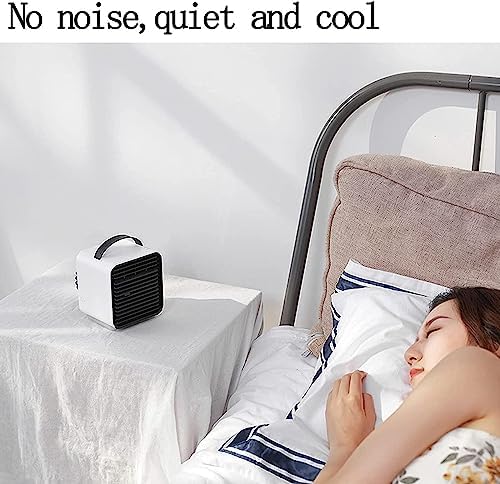 Portable Air Conditioner Fan, Rechargeable USB Air Conditioner Fan, Personal Mini Evaporative Air Cooler with 3 Speeds, Quiet Air Cooler Fan, for Home Office (Color : White)