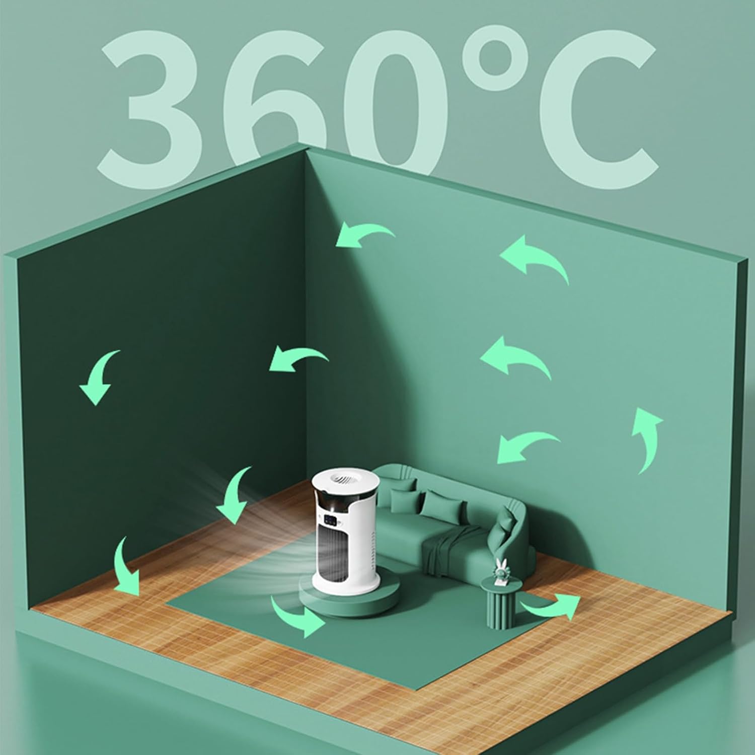 Portable Air Conditioner Ac Unit, 9” Evaporative Air Cooler, CoolingTower Fan For Bedroom, Outdoor, Indoor(Green)