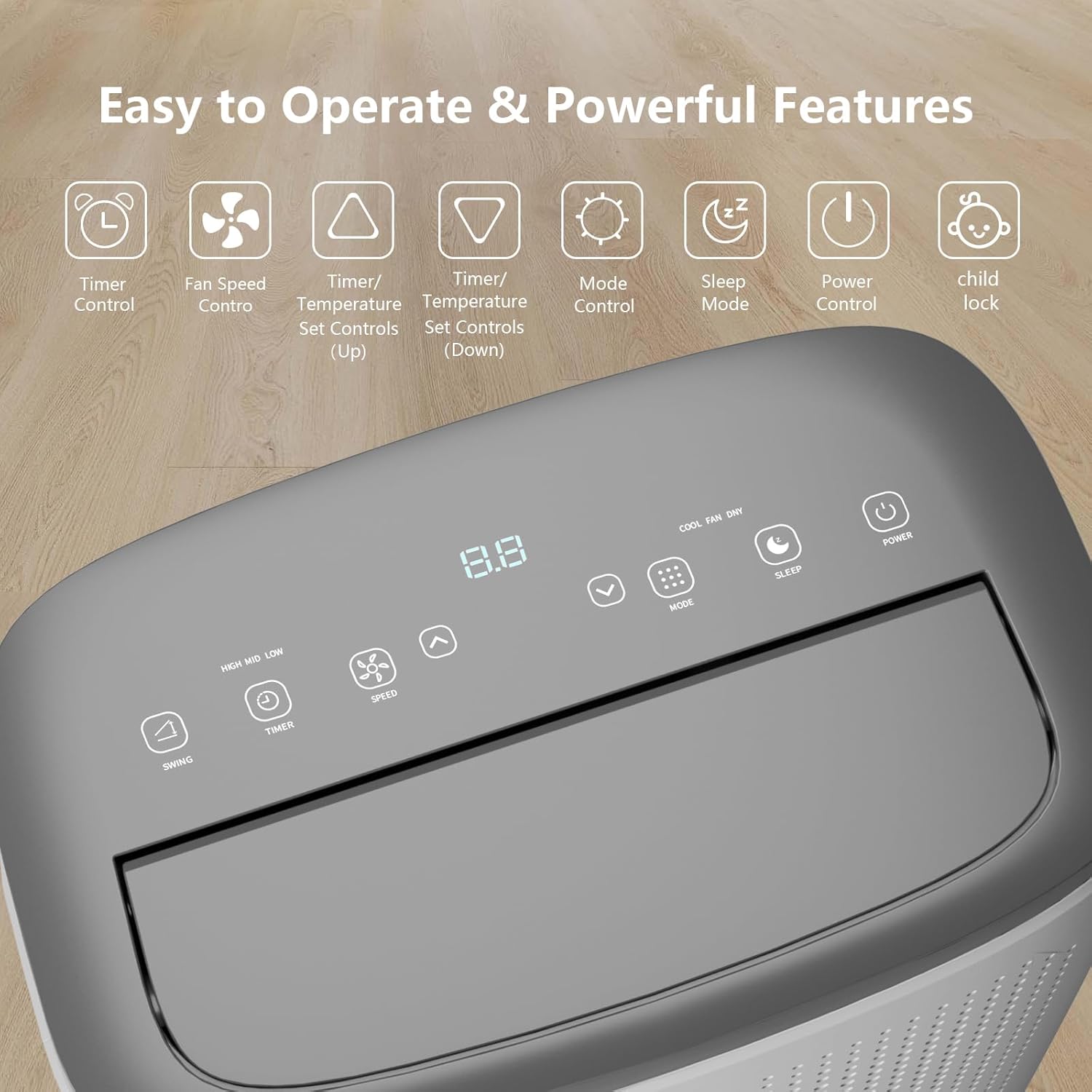 GarveeHome 14,000 BTU Portable Air Conditioner,4 in-1 Multifunctional Air Cooler, Remote Control,24-Hour Timer, Cools Up to 750 Sq.Ft, Low-Noise, Bedroom, Living Room, Office, White