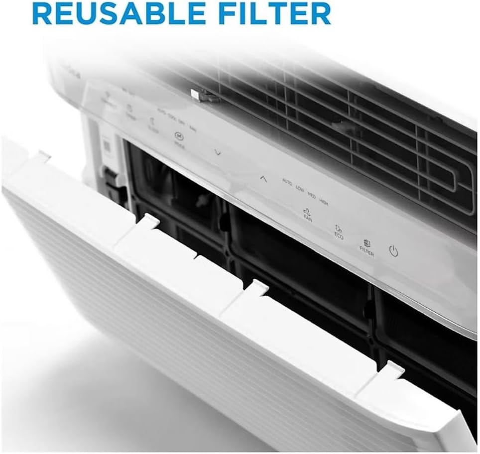 Midea Smart 8,000 BTU 350 sq. ft. Window Air Conditioner, 3-in1 Comfort: get cooling, dehumidification, & fan modes, Intelligent Features: sleep mode and 24 hours - MAW08S1JWT-B