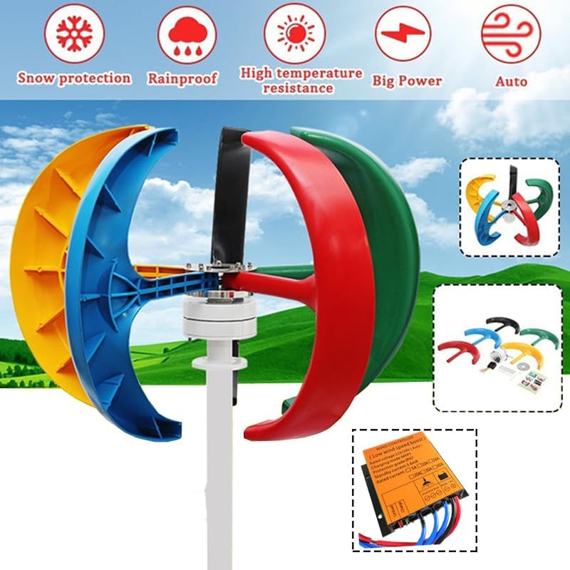 48v,HYZHANHONG Low Noise 12000W Wind Turbine Generator, Reliable And Durable Performance Portable Vertical Wind Power Turbine Generator Kit with Charge Controller