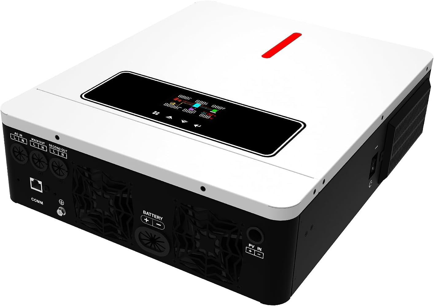 3600W Hybrid Solar Inverter - 24V DC to 110V AC Pure Sine Wave, Built-in 120A MPPT Controller, Dustproof & Easy Installation for Home Backup, RV, Off-Grid Use