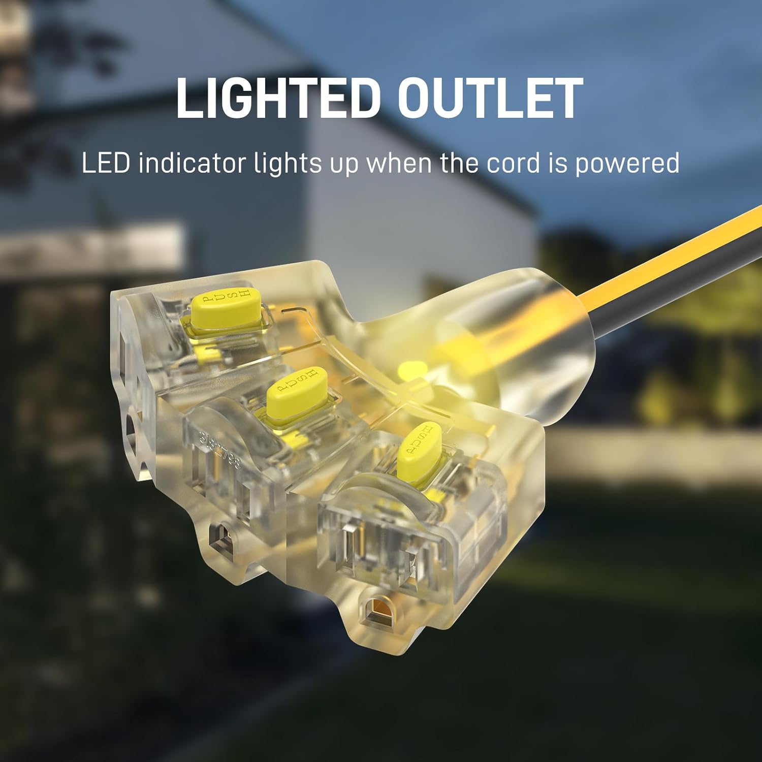 50FT Outdoor Extension Cord with Multiple Outlets, 12/3 Gauge Heavy Duty, 15A 1875W, 3 Prong with LED Light & Locking Plug, Weather Resistant, ETL Certified for Lawn Mower, Tools, Christmas Lights