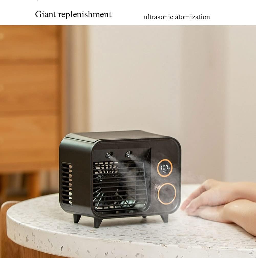 Portable Air Conditioner-2000mAh Rechargeable Personal Air Cooler with 5 Speeds, Quiet Mini Air Conditioner Fan, Desk Cooling Fan for Home, Bedroom, Travel, and Office (Color : White)