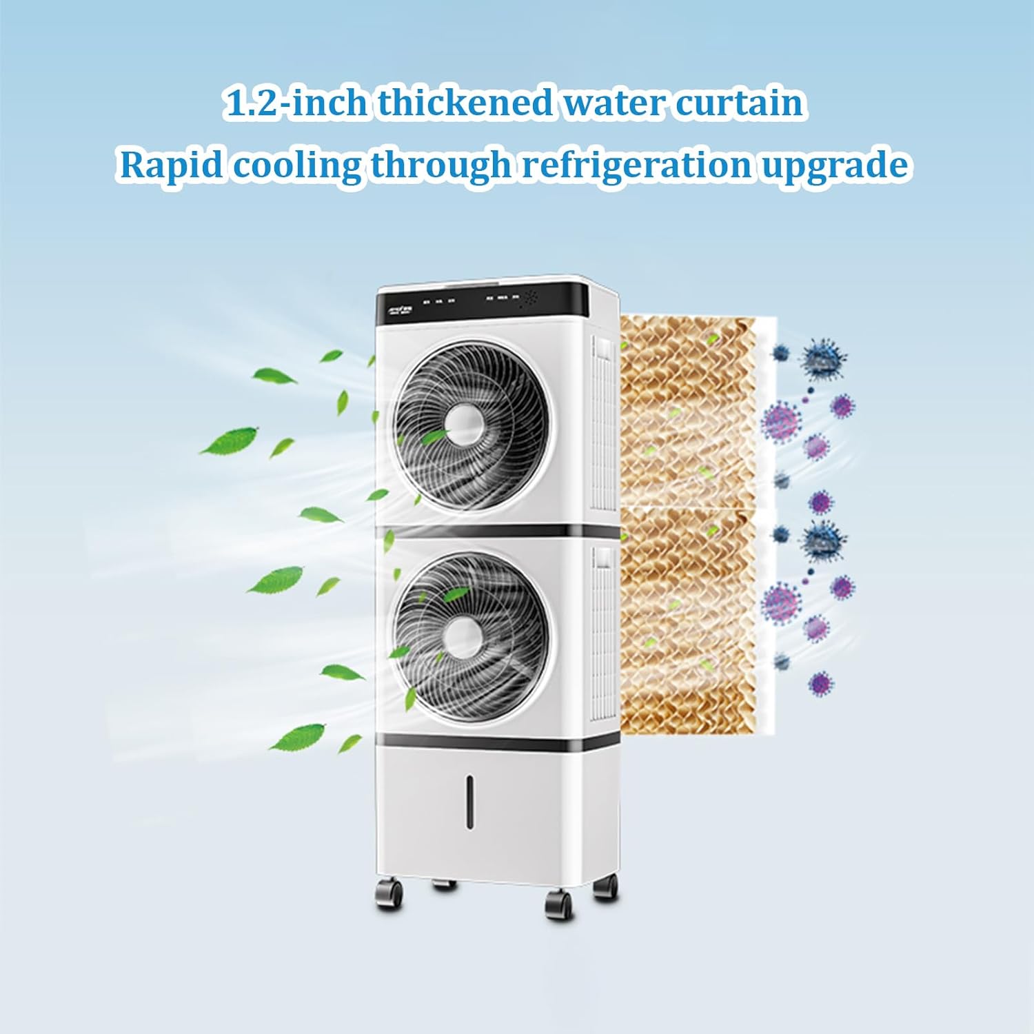 Evaporative Air Cooler,14L Large Water Tank,Three Speed Regulation Portable Air Conditioner,1-12 Hour Timer Function,for Bedrooms, Restaurants, Hotels, Gyms,(Color:Single layer remote control version)