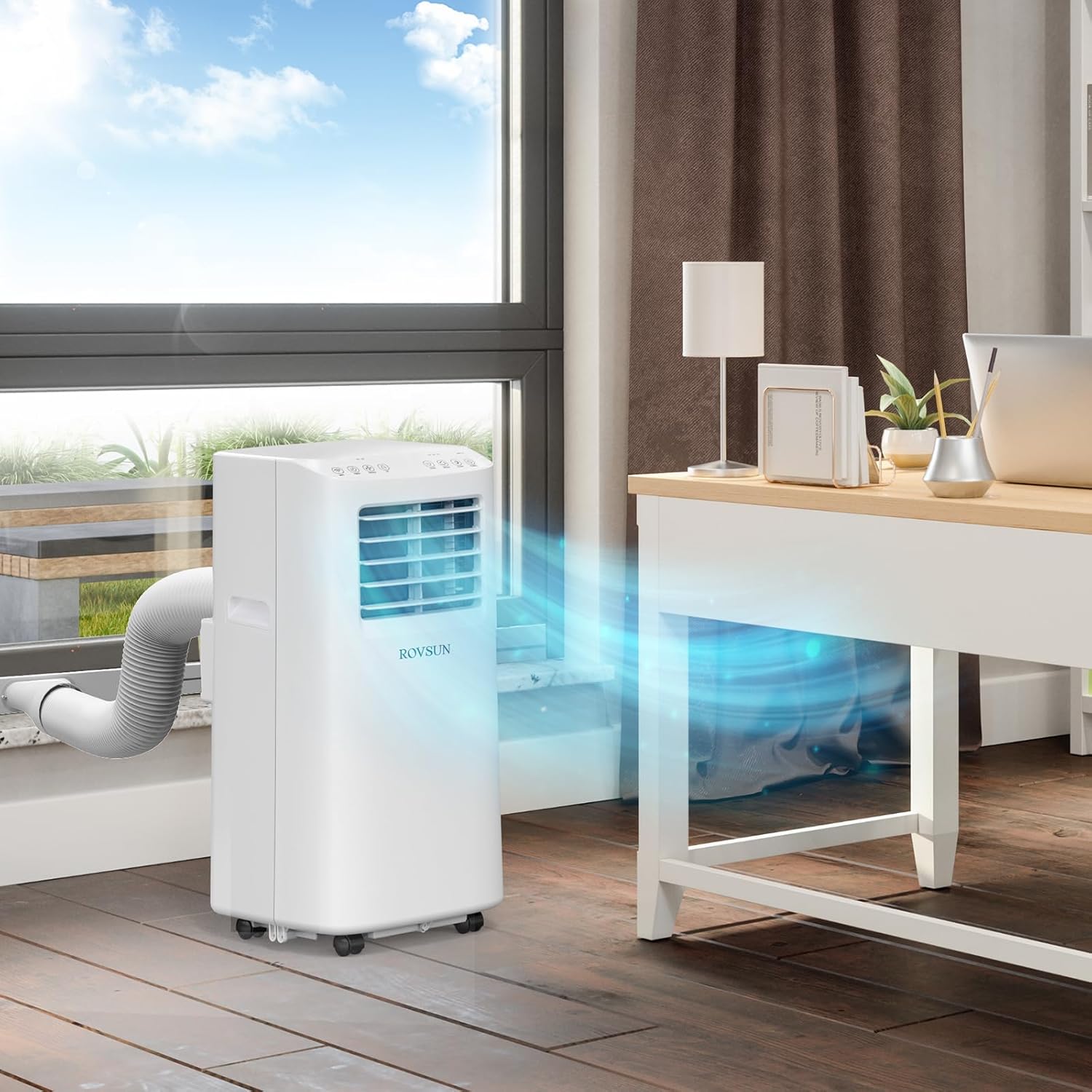 Bonnlo Smart 9,000 BTU Portable Air Conditioner with Remote & APP Function, 3-in-1 Coolor, Dehumidifier, Fan for Rooms up to 350 Sq.Ft., Floor AC Unit with Timer, Rolling Wheels & Installation Kit