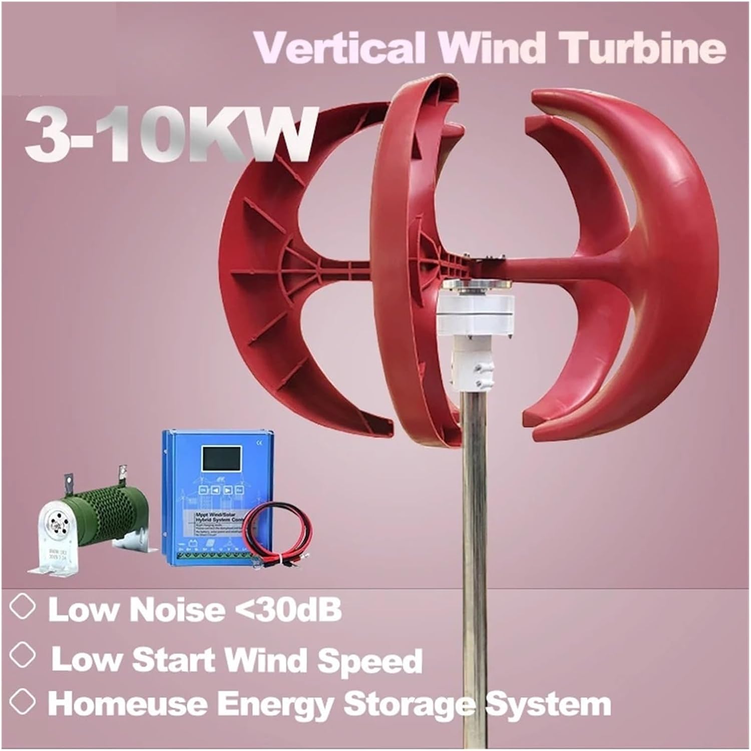 3000W 5000W 10000W Small Vertical Axis Wind Turbine Generator 8KW 12V 24V 48V Low Noise Windmill with MPPT for Farm RV Industrial Energy(White,48V_5KW)